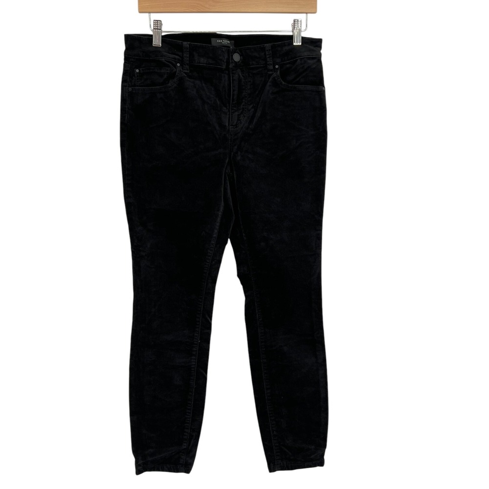 Ann Taylor Women's Pants The Skinny Modern‎ Fit Black Velour Stretch Size 10P